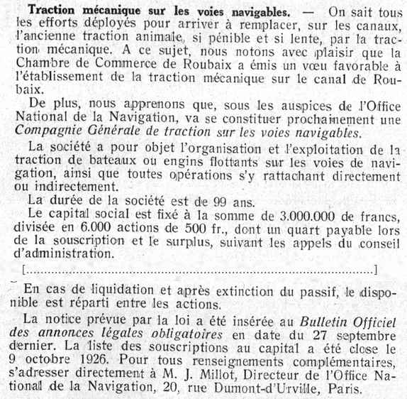 La Navigation du Rhin, 15/12/1926